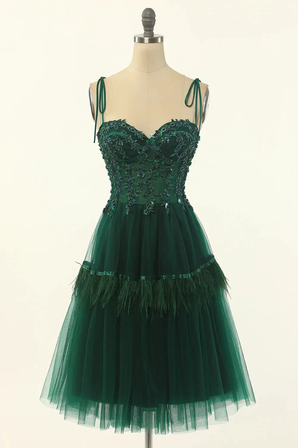 A-Line Green Tulle Above Knee Length Homecoming Dress Party Dress Y1703 by simplepromdress