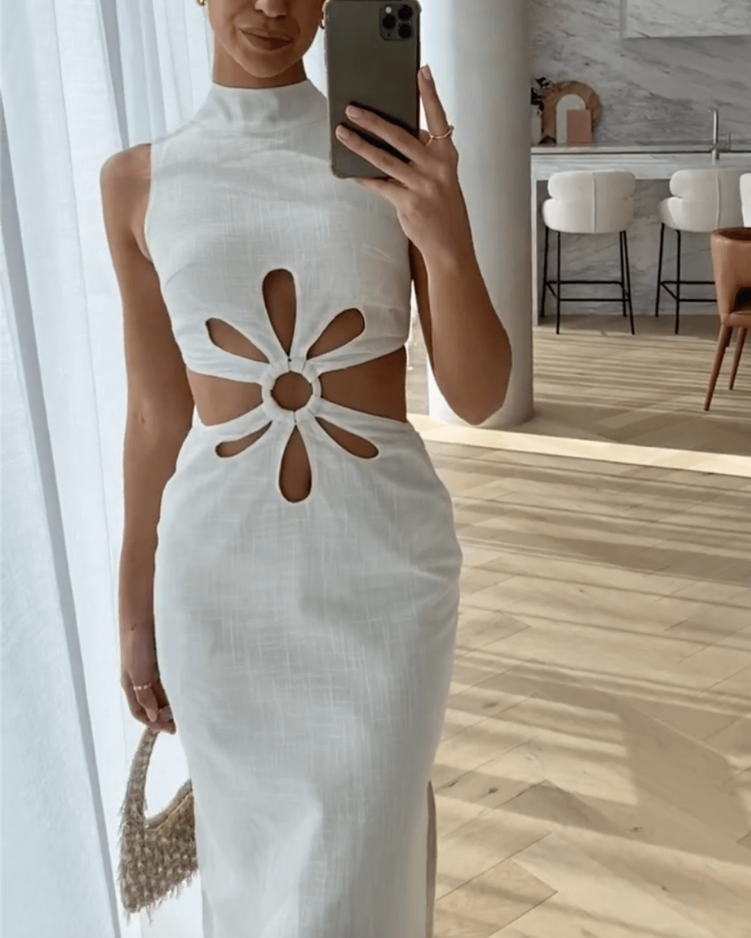 Sleeveless Cut Out Midi Dress - Fashionpara
