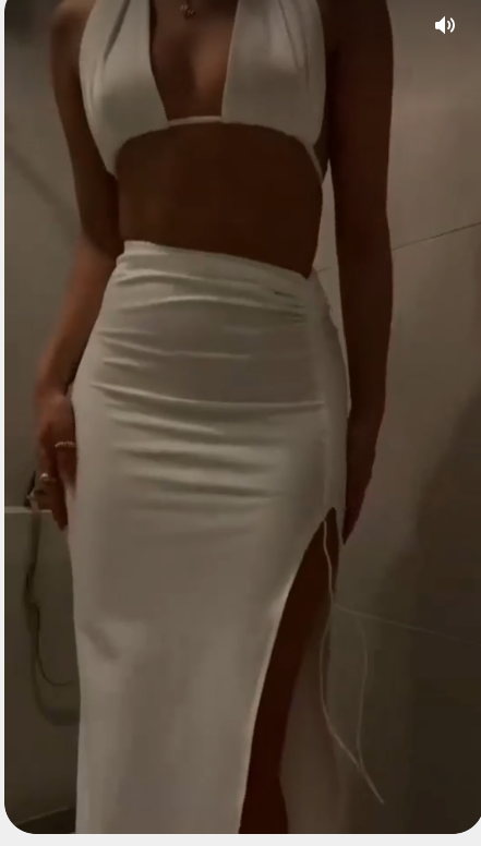 White Sexy Prom Dress With Drawstring Design Chic Party Dress Halther Neck White Party Dress - View 3 | FashionDia