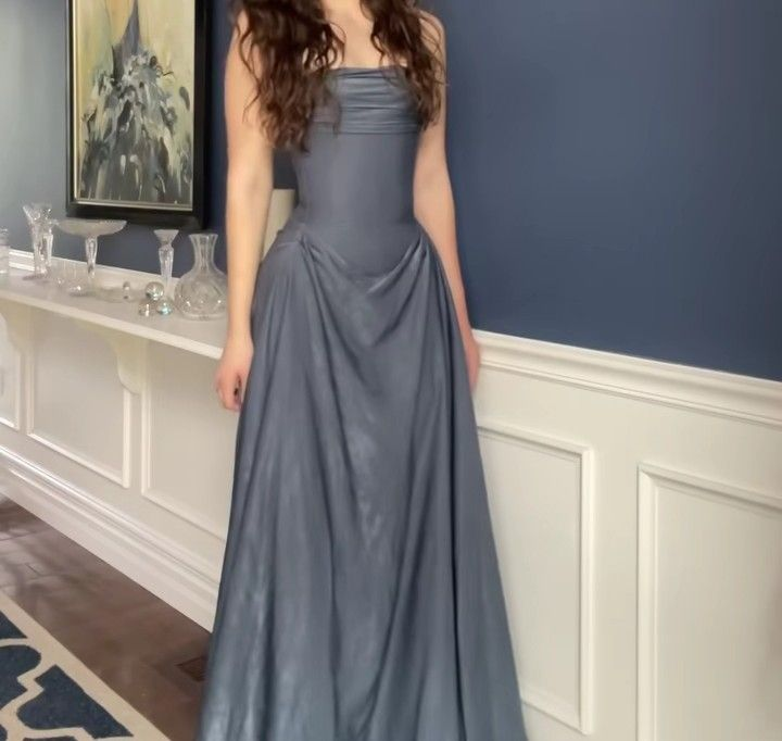 Fashion Strapless Satin Pleated Mermaid Long Prom Dress Birthday Party Dress - View 3 | FashionDia