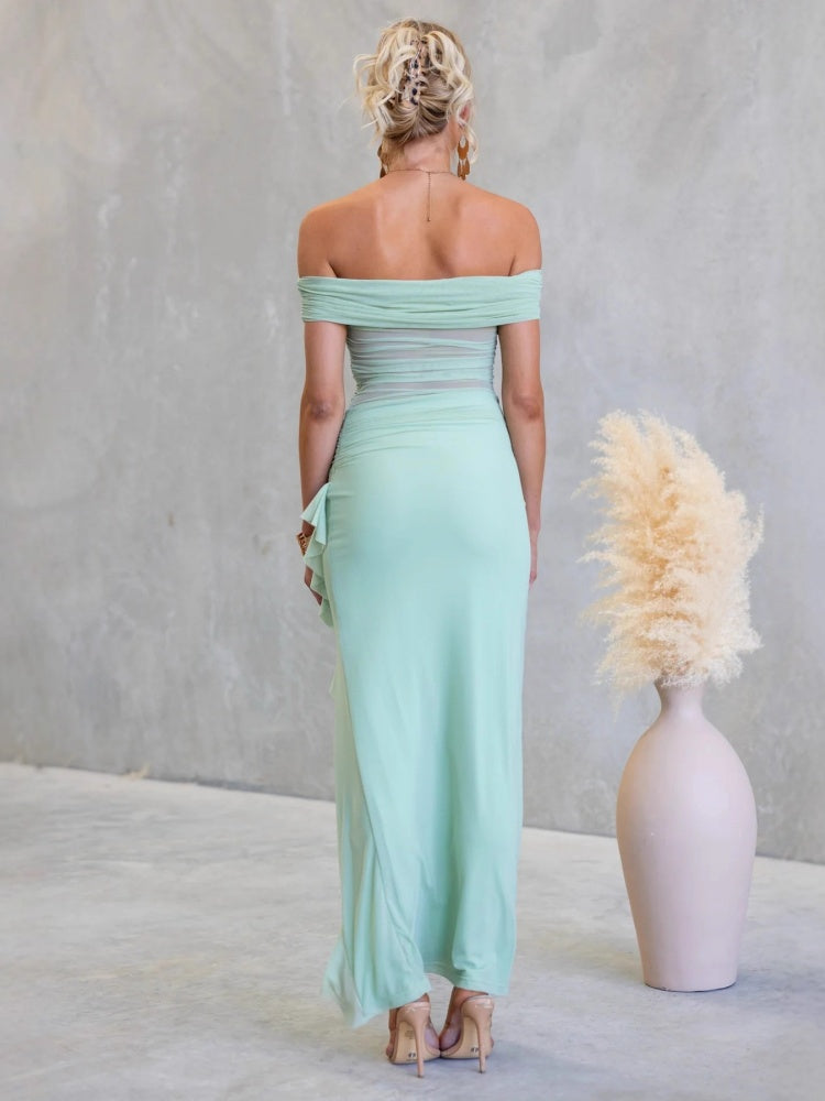 Slit Sheer Bodycon Maxi Dress