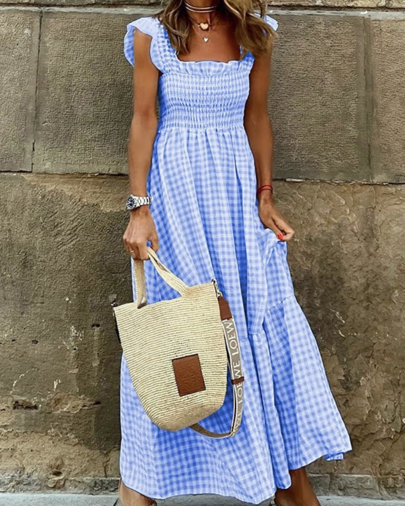 Hope Statement Sleeveless Plaid Maxi Dress Elevated Occasion Wear