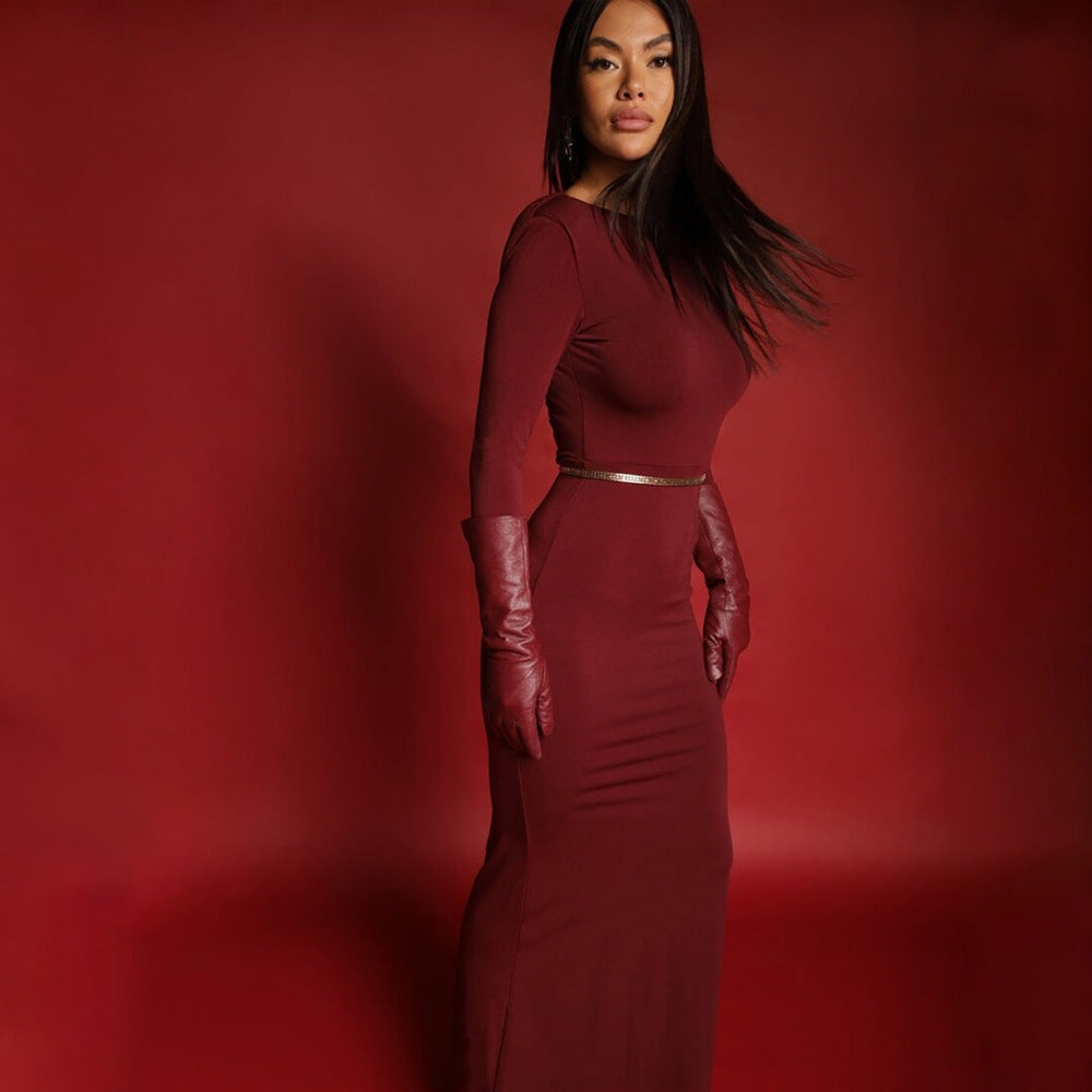 Billowing Maxi Dress Maroon
