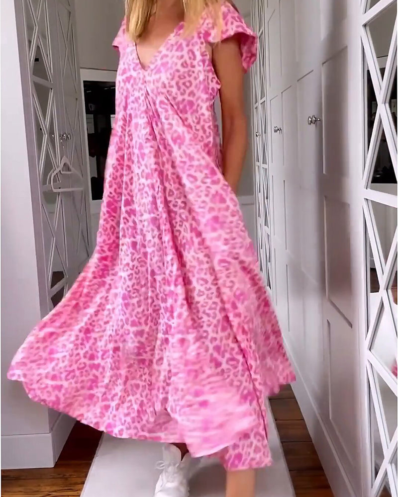 Madison Exclusive Dress with V Neck and Short Sleeves Everyday Luxe Edit