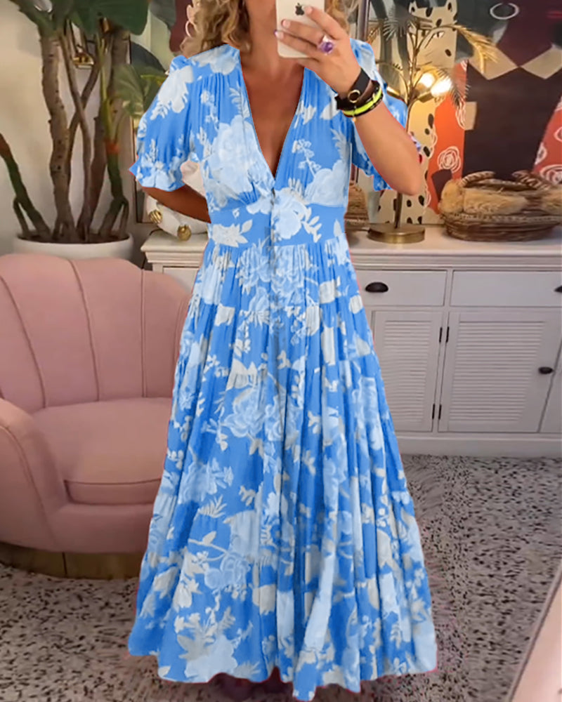 Marina Boutique Floral Dress a Line Puff Sleeves Collection