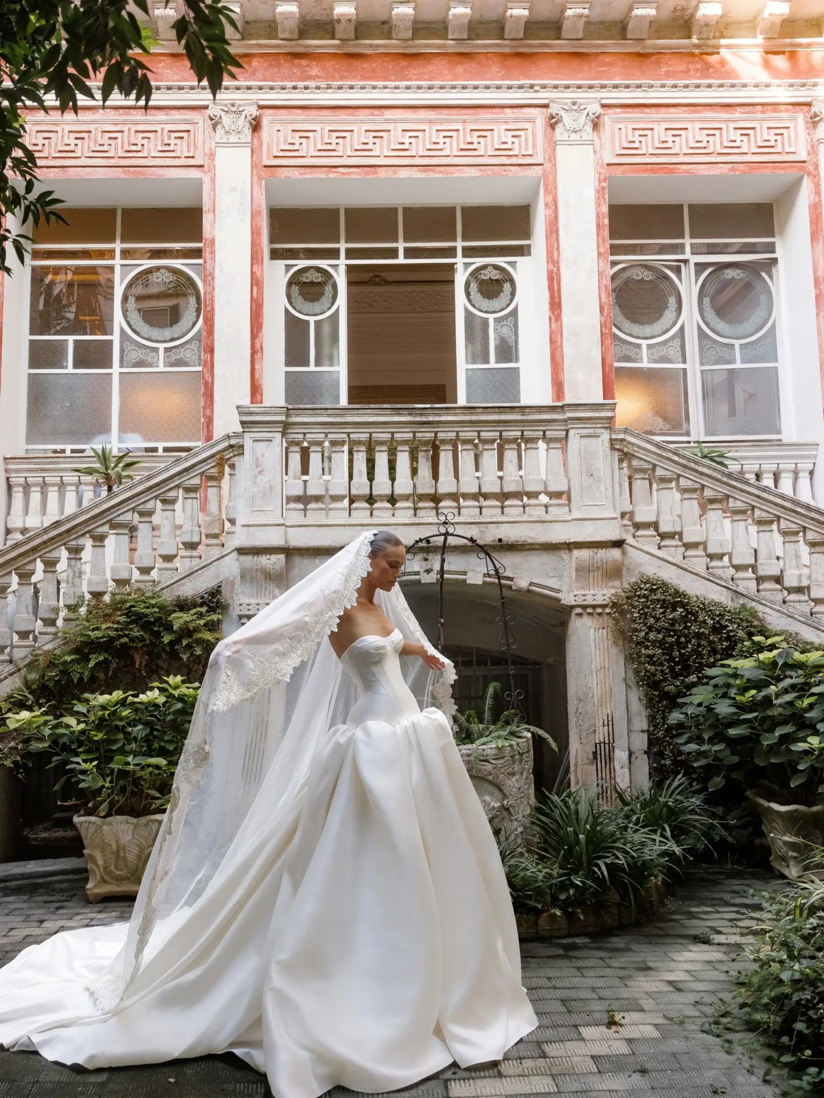 Classic White Satin Strapless Ball Gown Wedding Dress with Veil ZP114