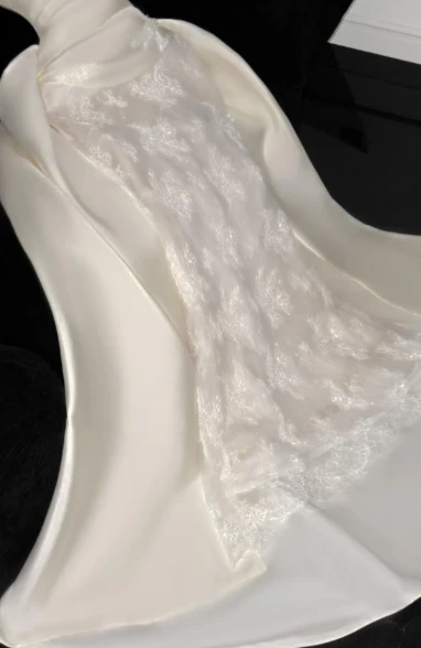 Mermaid Off-the-Shoulder Satin Lace wedding Dress,Formal Evening Dress - View 2 | FashionDia