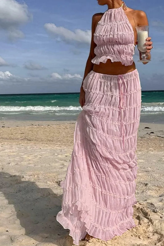Ruched Halter Cami Dress with Minimalist Everyday Styling