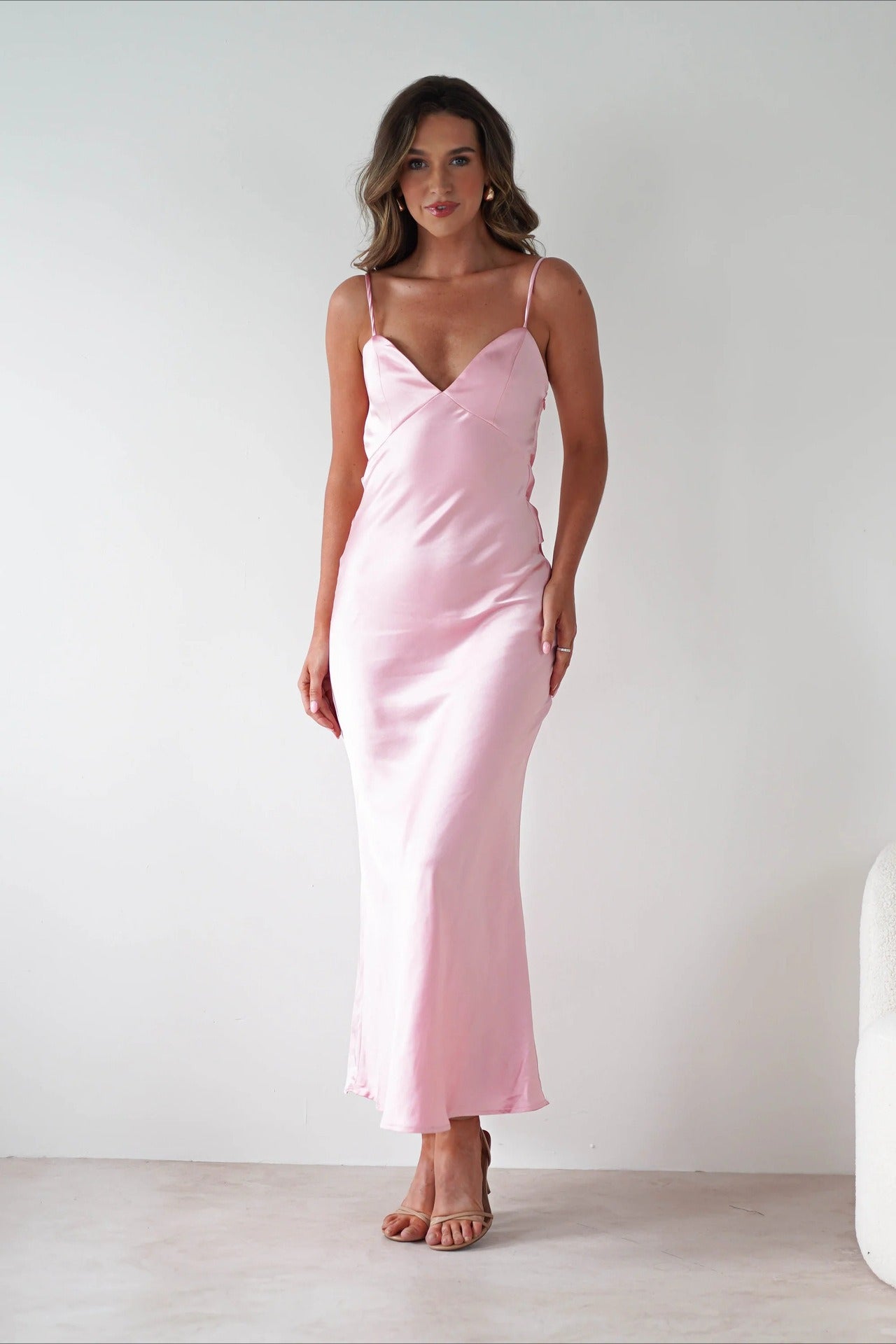 Tailored Satin Backless Tie Dress for Modern Fashion Wear