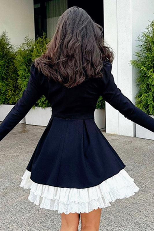 Lace Trim Velvet TieWaist Birthday Dress