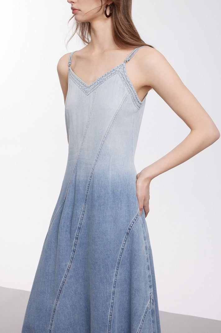 Modern Gradient Cami Denim Dress - View 3 | VelvetHem