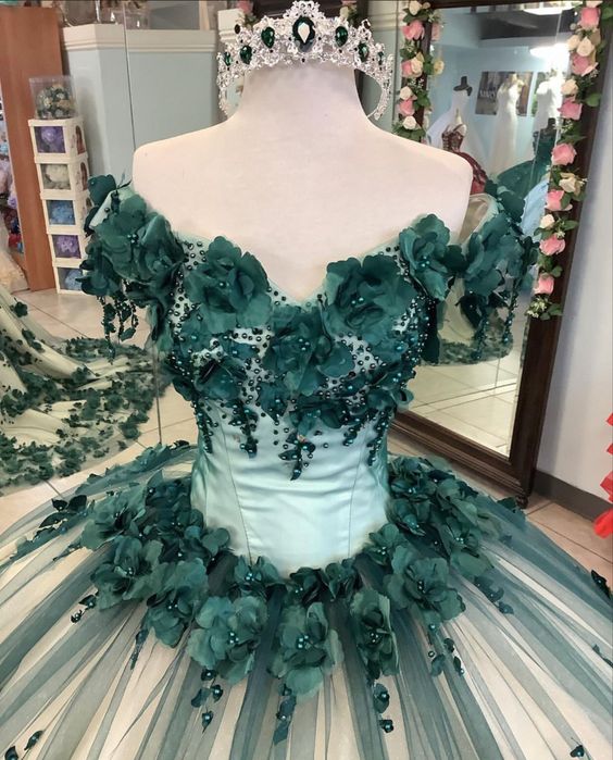 Green quincea�era dress Ball Gown Prom Dresses Evening Gown - View 2 | FashionDia