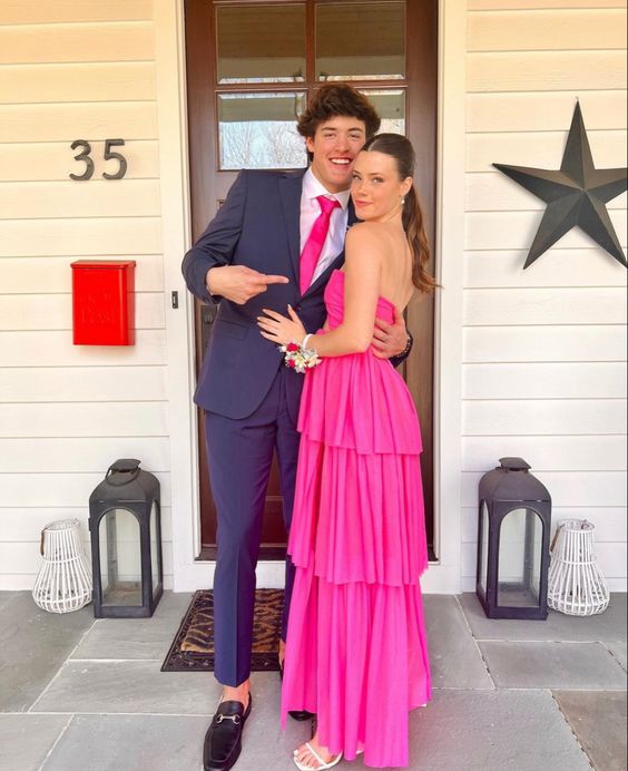 Hot Pink Prom Dress, Sexy Prom Dress