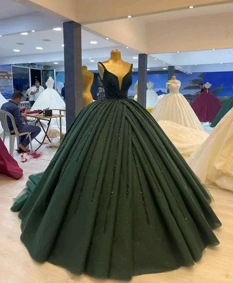 Green Ball Gown Wedding Dress tulle Prom Dresses - VelvetHem
