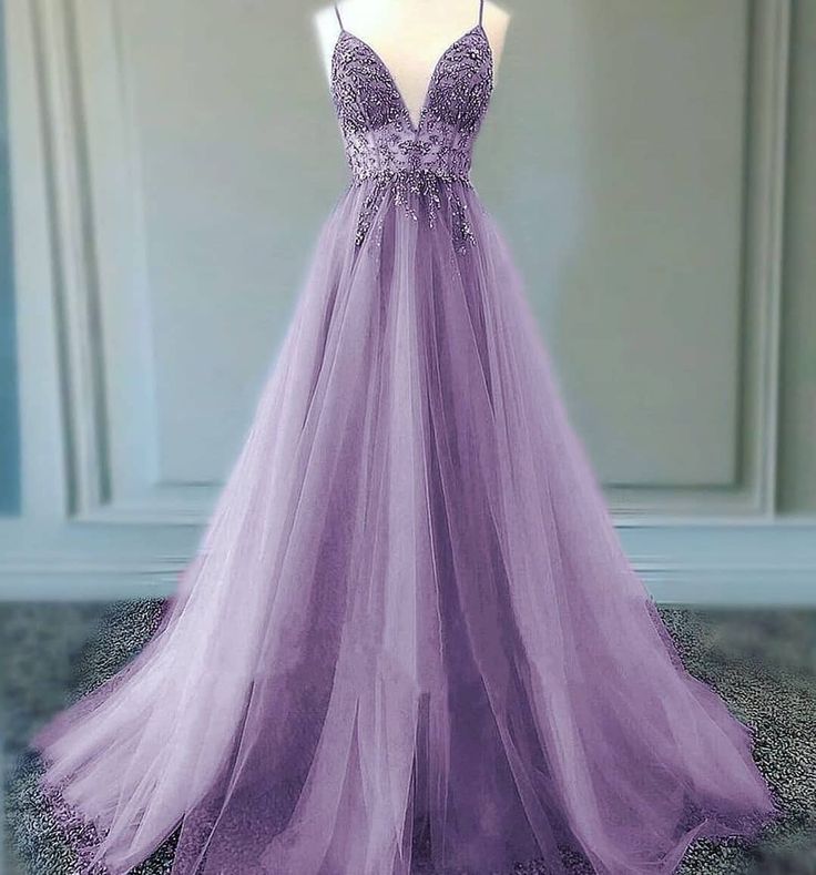 A-Line Lilac Long Prom Dresses Party Evening Gowns - FashionDia