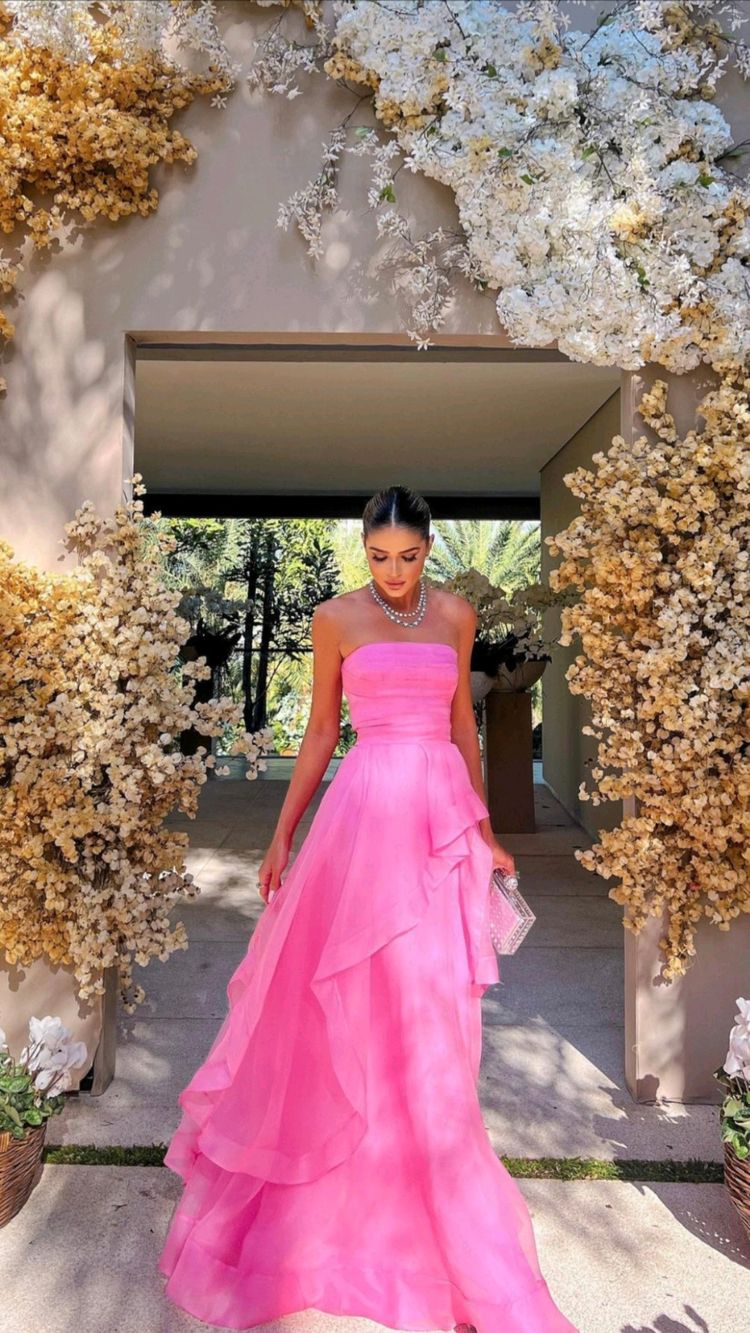 Pink Long Formal Gowns, Pink Party Dresses - FashionDia