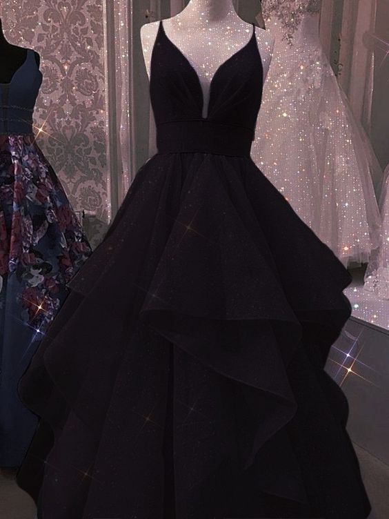Black Evening Dresses,Tulle Evening Dress, Sexy Formal Dresses