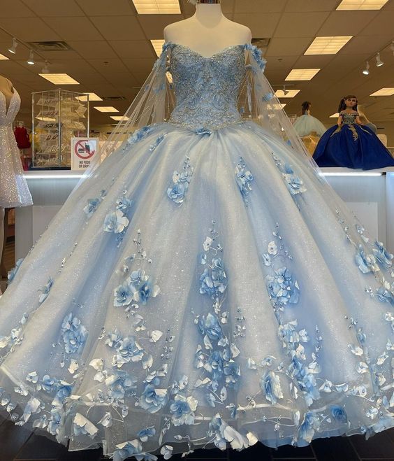 Blue quincea�era dress Ball Gown Prom Dresses Evening Gown - View 2 | FashionDia