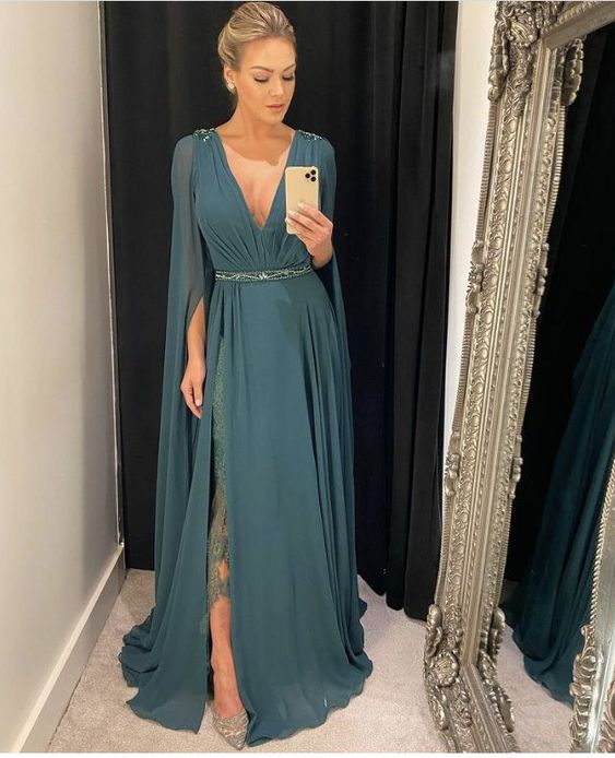 Charming A-Line Long Wedding Guest Dress Prom Gowns - FashionDia