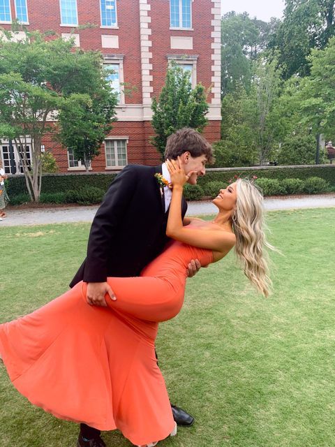 Orange Mermaid Prom Evening Party Dresses