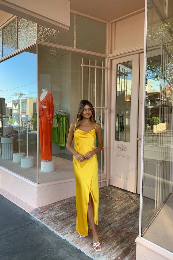 Yellow prom dresses, spaghetti straps evening party dress,beach travel summer dresses