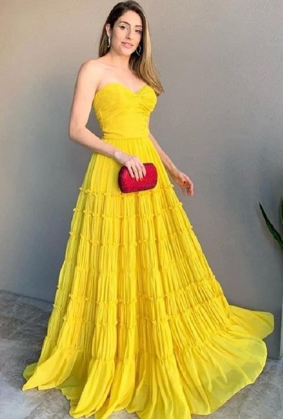Yellow Long Prom Evening Dresses ,Sexy Prom Dress