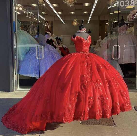 Red Ball Gown Prom Dresses Long Sexy Prom Dress