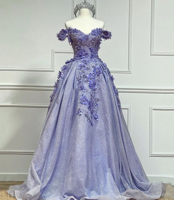 Purple tulle lace long ball gown dress formal dress