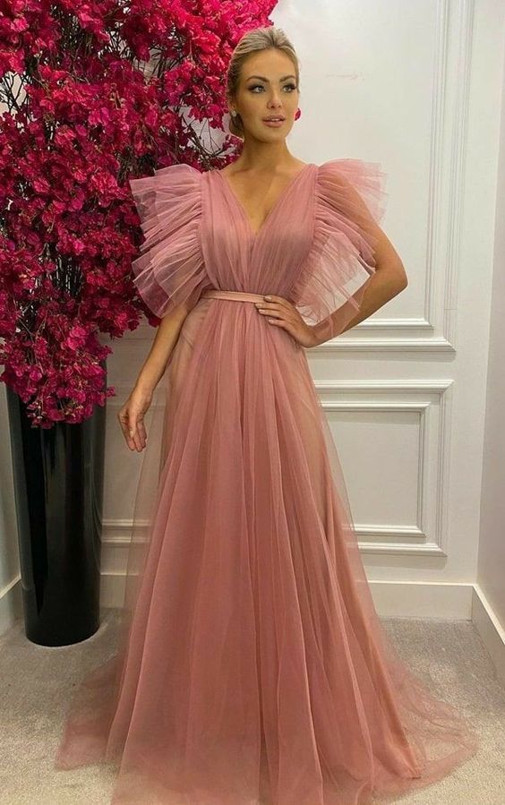 Fashion Pink Prom Dresses Long Sexy Prom Dress