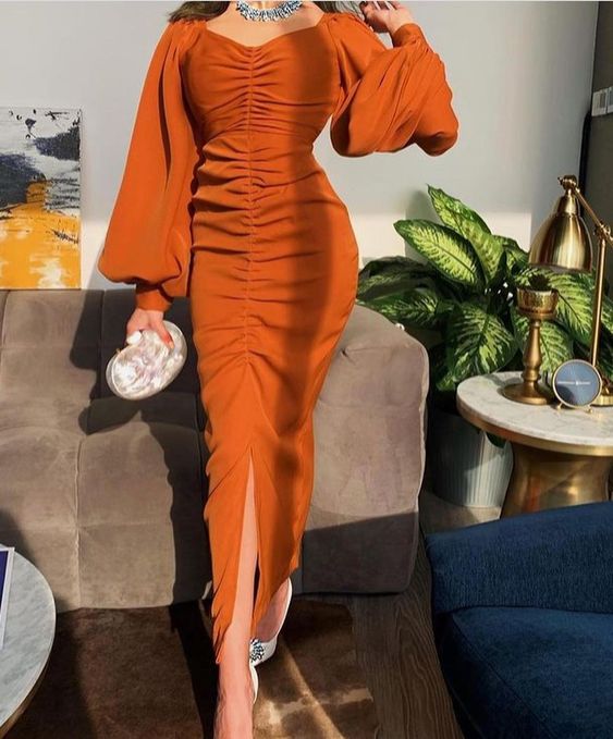 Vintage Orange Fashion Prom Dress