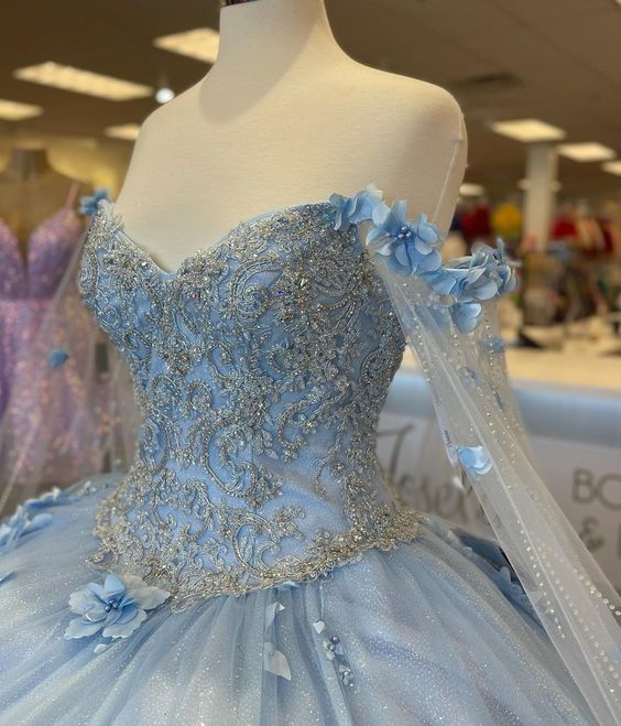 Blue quinceañera dress Ball Gown Prom Dresses Evening Gown
