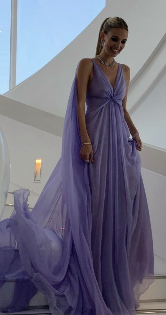 Lilac Long Prom Dresses Party Evening Gowns