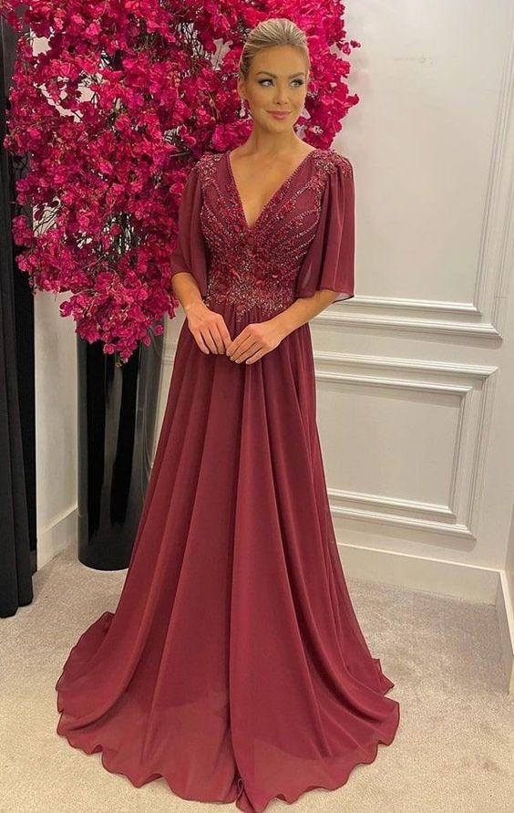 Charming A Line Long Wedding Guest Dress Prom Gowns - VelvetHem