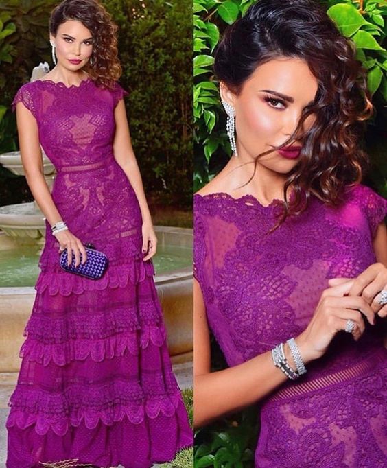 Elegant purple prom dress,long evening dresses
