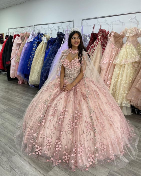 Blush quinceañera dress Ball Gown Prom Dresses Evening Gown