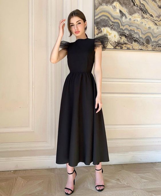 Black Evening Dress, Prom Vintage Dress