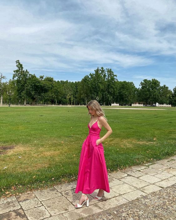 A-line Spaghetti Straps V-neck Prom Dress Formal Evening Dress