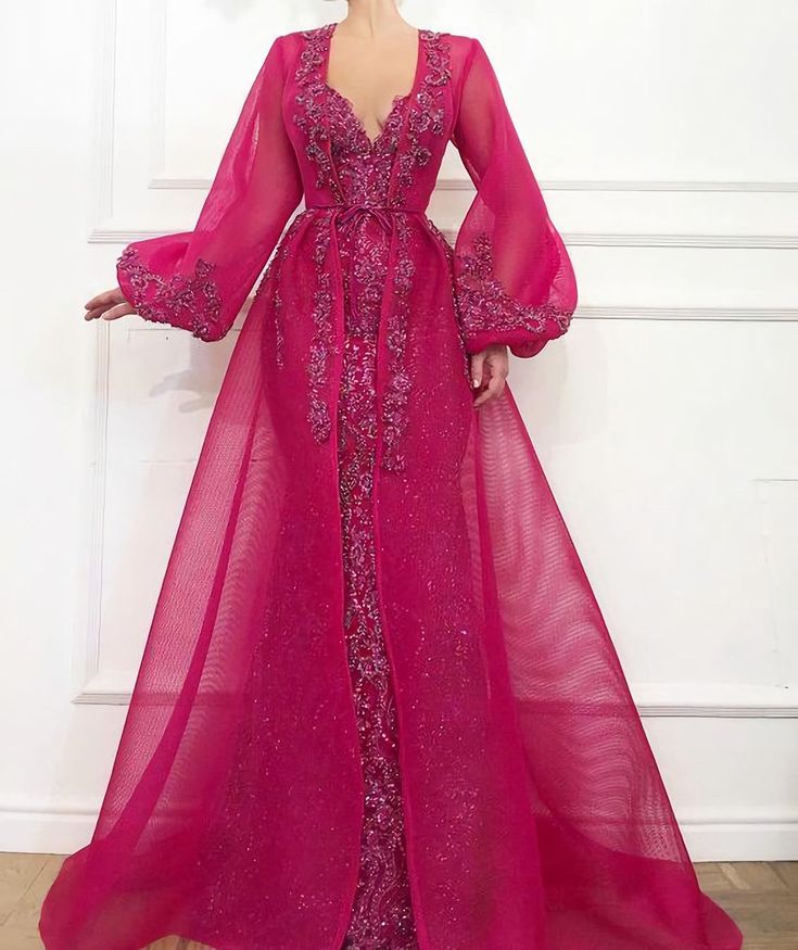 Long Sleeve Evening Dress, Prom Dress