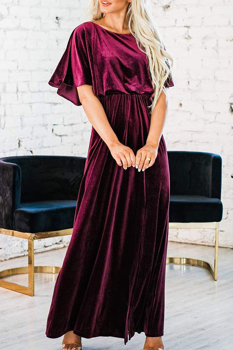 Sexy Elegant Solid Color O Neck Evening Dress Dresses(4 Colors) - VelvetHem