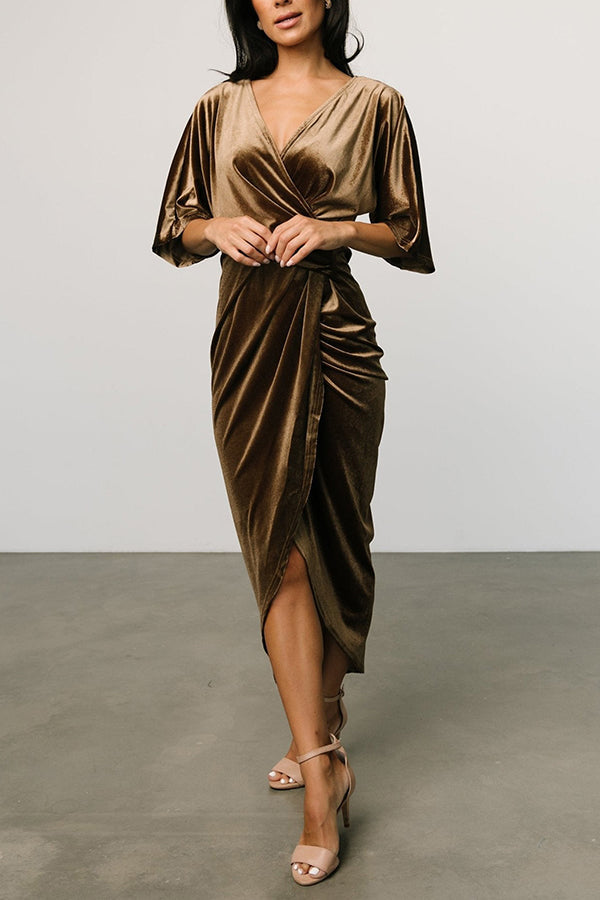 V-neck sexy irregular skirt evening dress - View 6 | VelvetHem