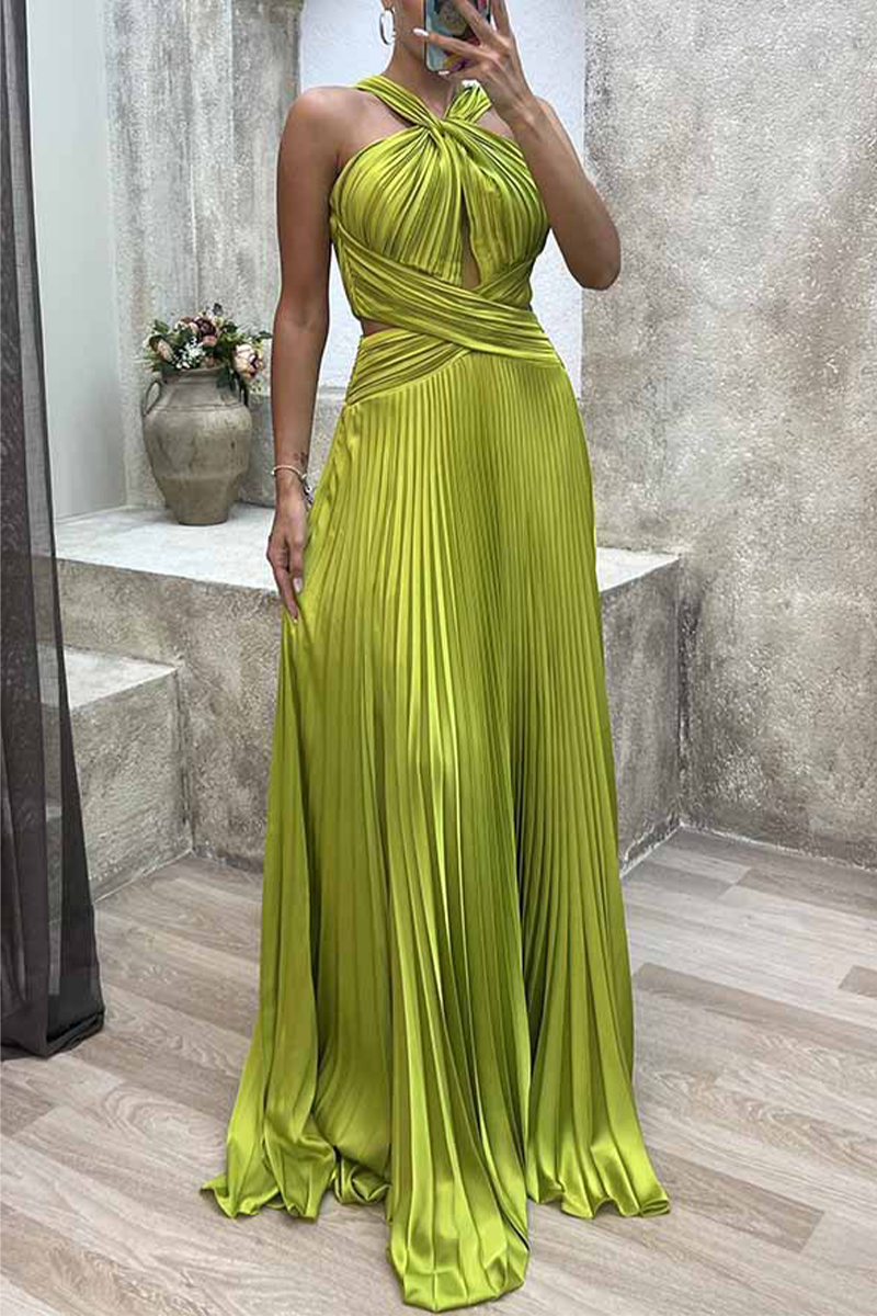 Elegant Solid Fold Halter Evening Dress Dresses - View 11 | VelvetHem