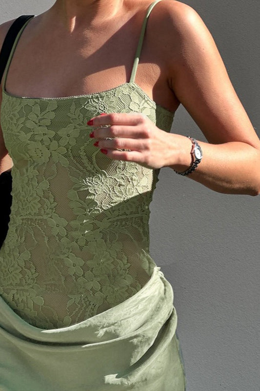 Slim Fit Lace Cami Lace Dress - View 5 | VelvetHem