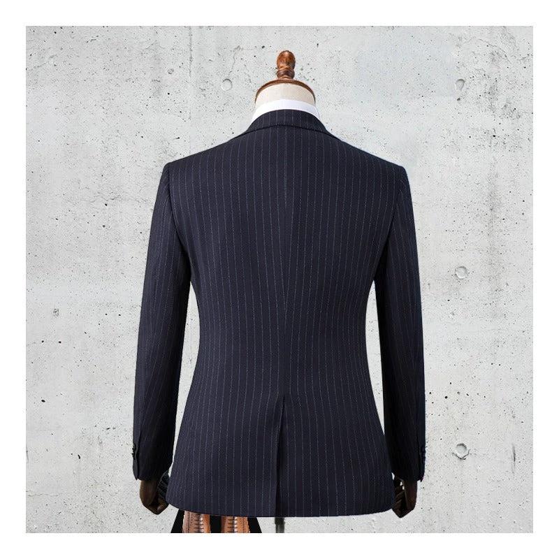 Navy Pinstripe Suit Set For Men Groomsmen Weddings (ZD17089)