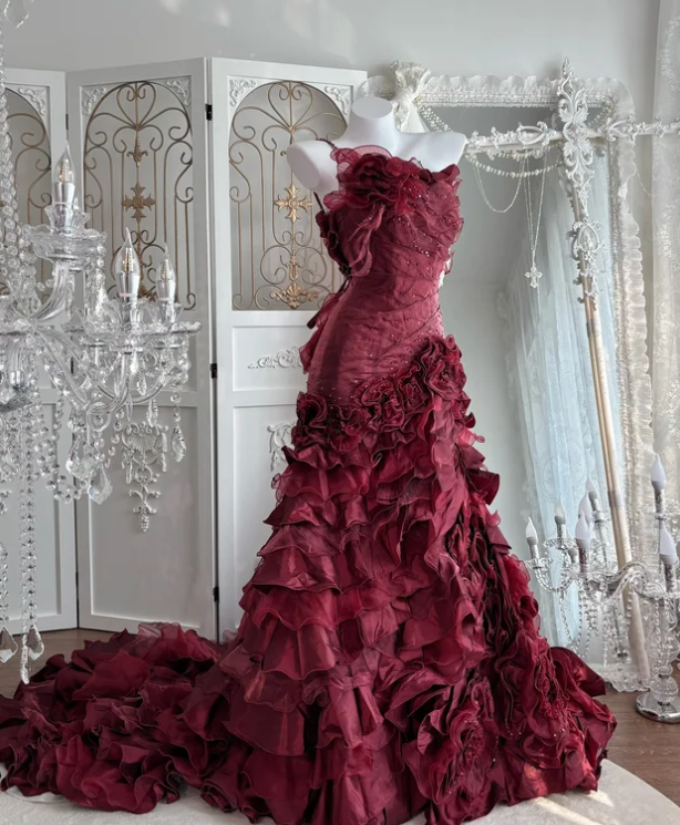 Ball Gown Burgundy Sweet 16 Dress Quinceanera Dresses - FashionDia