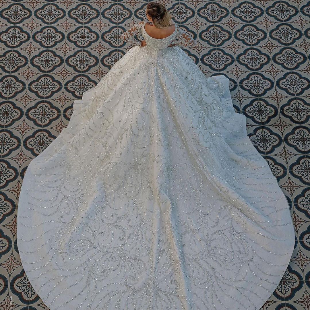 Bmbridal Long Sleeve Ball Gown Wedding Dress With Beads (ZD17404) - View 5 | VelvetHem