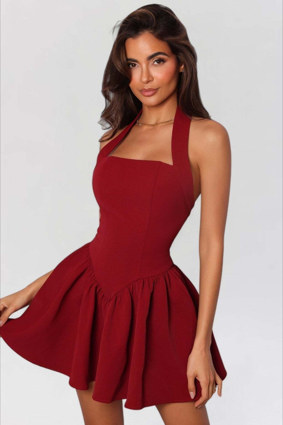 Low-Back Ruffle Mini Party Dress - View 5 | VelvetHem