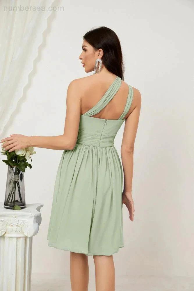 ZapDress Women Chiffon Short One Shoulder Bridesmaid Dress Formal Dresses for Party Homecoming 2804 (ZD16948)