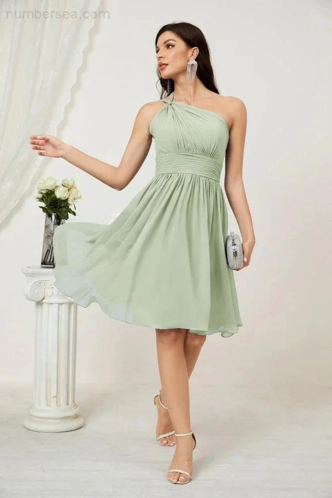 ZapDress Women Chiffon Short One Shoulder Bridesmaid Dress Formal Dresses for Party Homecoming 2804 (ZD16948)