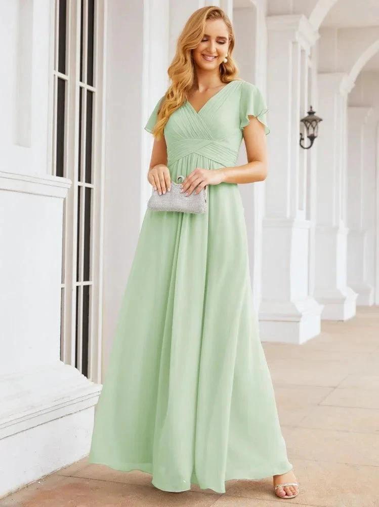 Numbersea Formal Prom Gowns for Mother of The Bride Cap Sleeves Bridesmaid Dress 28047 by numbersea