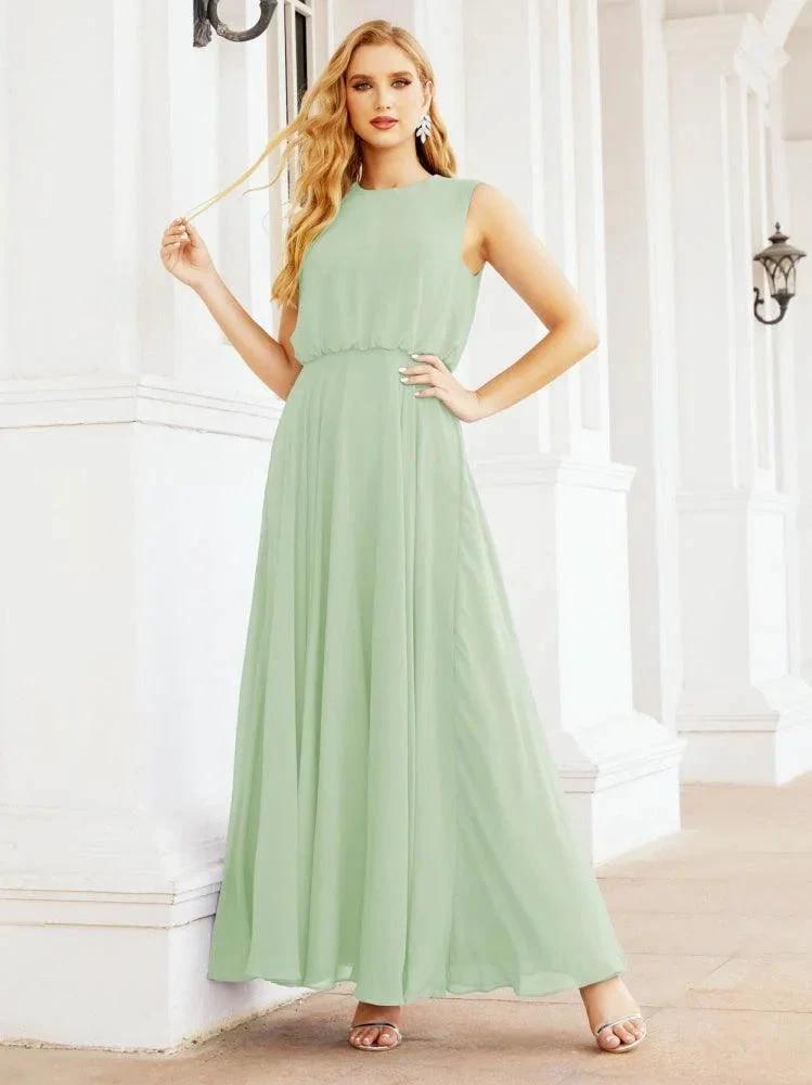 Numbersea Sleeveless Long Bridesmaid Dress A line Formal Evening Prom Gown 28025 by numbersea